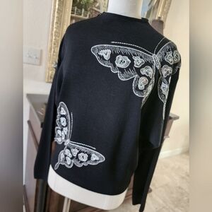 EUC- St. John Beautiful Black Evening  Butterfly Sweater!!🦋🌺🦋